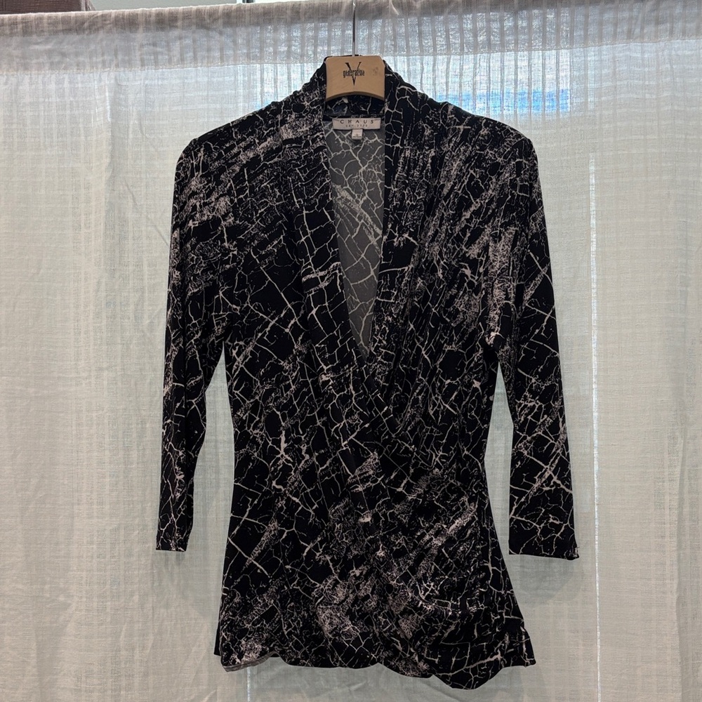 Chaus Black and White Patterned Blazer